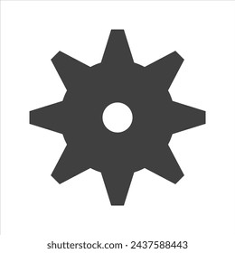 Gear icon on white isolate.