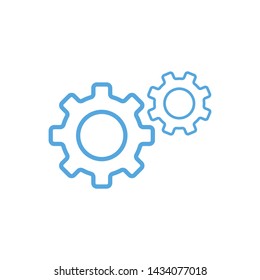 gear icon outline vector blue color