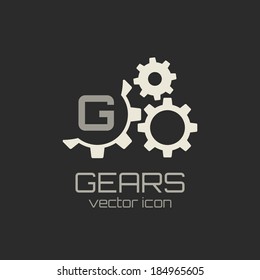 Gear icon with place for your text. Vector illustration