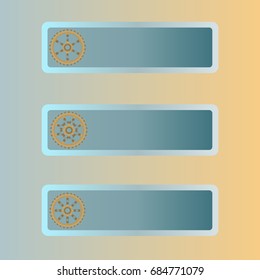Gear icon with place for your text. Steampunk style. Vector illustration  for website, postcard, signboard, congratulation, souvenir, emblem, label, template, doily,  pack, paper, poster. Spare parts.