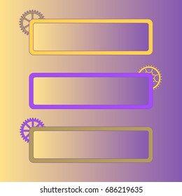 Gear icon with place for your text. Details of hours. Spare parts.  Steampunk. Vector illustration  for website, postcard, signboard, congratulation, emblem, label, template, pack, paper, poster.