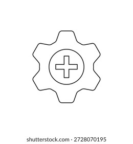 Um ícone de engrenagem com uma marca de adição para adicionar novas configurações.