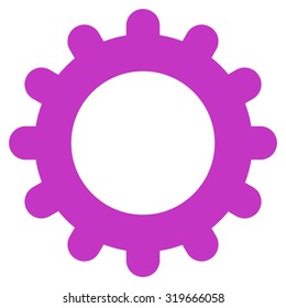 Gear icon from Primitive Set. This isolated flat symbol is drawn with violet color on a white background, angles are rounded.