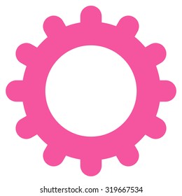 Gear icon from Primitive Set. This isolated flat symbol is drawn with pink color on a white background, angles are rounded.