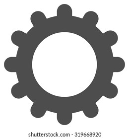 Gear icon from Primitive Set. This isolated flat symbol is drawn with gray color on a white background, angles are rounded.