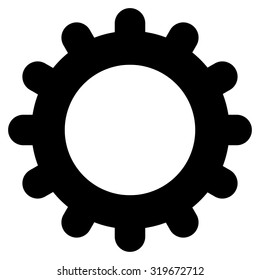 Gear icon from Primitive Set. This isolated flat symbol is drawn with black color on a white background, angles are rounded.