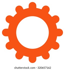 Gear icon from Primitive Set. This isolated flat symbol is drawn with orange color on a white background, angles are rounded.