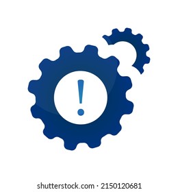 gear icon, problem concept, exclamation mark, vector illustration
