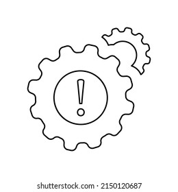 gear icon, problem concept, exclamation mark, vector illustration