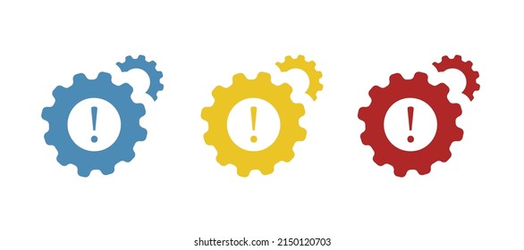 gear icon, problem concept, exclamation mark, vector illustration