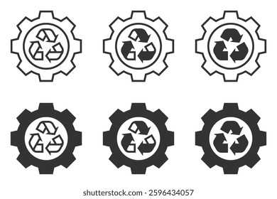 Gear icon with a recycling symbol inside.