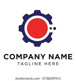 Gear icon with red circle and text placeholder for company logo design icon