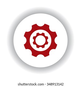 gear  icon, red isolated white background