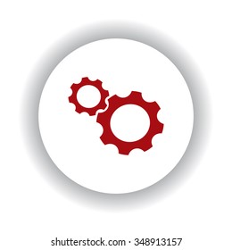 gear icon, red isolated white background