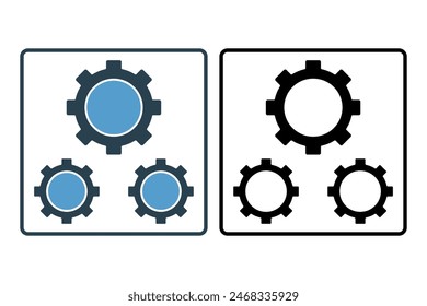 Icono de engranaje. ícono relacionado con la configuración y configuración. adecuado para Sitio web, App, interfaces de usuario, imprimible, etc. estilo de ícono sólido. diseño de Vector simple editable