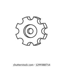 Gear Icon. Gear Related Vector Line Icon. Isolated on White Background. Editable Stroke.
