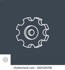 Gear Icon. Gear Related Vector Line Icon. Isolated on Black Background. Editable Stroke.