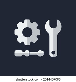 Icono de engranaje e ilustración del destornillador, icono de engranaje y destornillador para la configuración de iconos