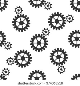 Gear icon seamless pattern on white background. Vector Illustration