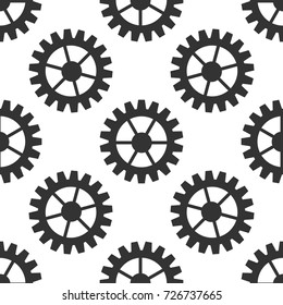 Gear icon seamless pattern on white background. Flat design. Vector Illustration