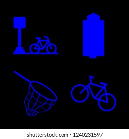 gear icon set about net, racket and bicycle vector set