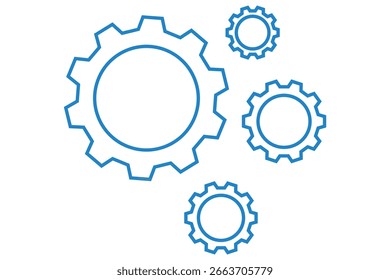 Conjunto de iconos de engranajes, negro, azul, icono de rueda roja