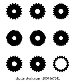 Gear icon set Black flat icons vector