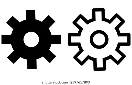 Gear icon set. Black settings icon. cogs symbol. gear wheel mechanism. black outline and filled version. Gear symbol vector sign isolated on white background. New business idea, teamwork,  eps10