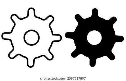 Gear icon set. Black settings icon. cogs symbol. gear wheel mechanism. black outline and filled version. Gear symbol vector sign isolated on white background. New business idea, teamwork,  eps10