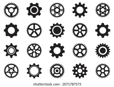 	
Gear icon set. Cogwheel collection in different shape. Gear wheel isolated on white background. Vector illustration