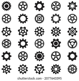 	
Gear icon set. Cogwheel collection in different shape. Gear wheel isolated on white background. Vector illustration