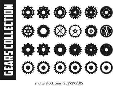 Gear icon set. Cogwheel collection in different shape. Gear wheel isolated on white background. Vector