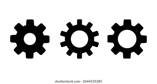 Gear icon set. Cogwheel vector icon, black gear wheel icons collection. Vector illustration.