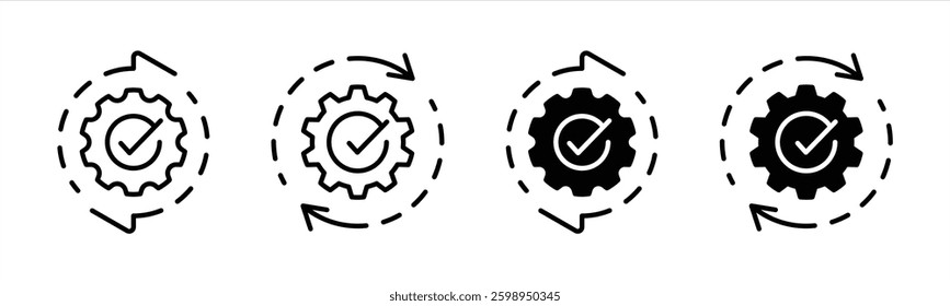 gear icon set. contain system, process, update, repeat, operation icon. vector illustration