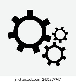 Gear icon, set of gears icons, gears border graphics vector illustration on white background. Vector illustration. Eps file 60.