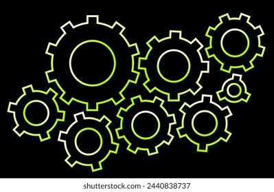 Zahnradsymbol in der Steigung eingestellt. Arbeitsmechanismus. Perfekte Arbeit. EPS 10.
