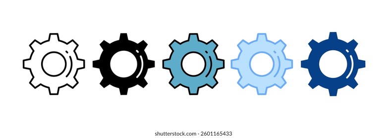 Gear Icon Set Multiple Style Collection