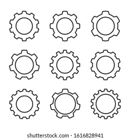 Gear icon set on white background.