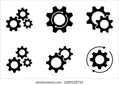 Zahnradsymbol auf weißem Hintergrund, Symbol für Fanggeräteinstellungen, Zahnrad, Vektorgrafik