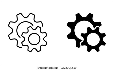 gear icon set on white background, Gear Settings symbol, cogwheel, Vector Illustration