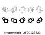 Gear icon set. Gear Settings symbol, cogwheel. Functions symbol. Settings icon vector Illustration