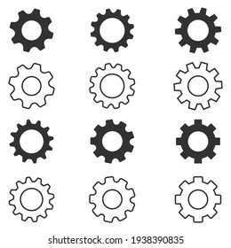 Gear Icon Set, Gear Settings Symbol, Cogwheel, Vector Illustration