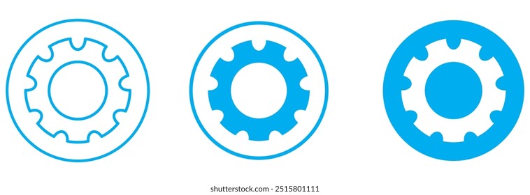 Gear icon set. Gear Settings symbol, cogwheel. Functions symbol design eps 10