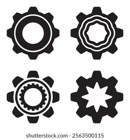 Gear icon set. Gear Settings symbol, cogwheel. Functions symbol. Settings icon vector Illustration