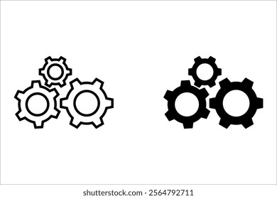 Gear icon set. Gear Settings symbol, cogwheel. Functions symbol. Settings icon vector Illustration