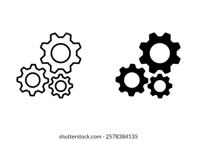 Gear icon set. Gear Settings symbol, cogwheel. Functions symbol. Settings icon vector Illustration.
