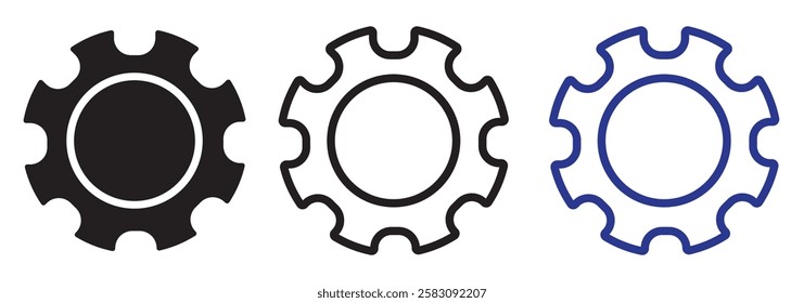Gear icon set. Gear Settings symbol, cogwheel. Functions symbol. Settings icon vector Illustration