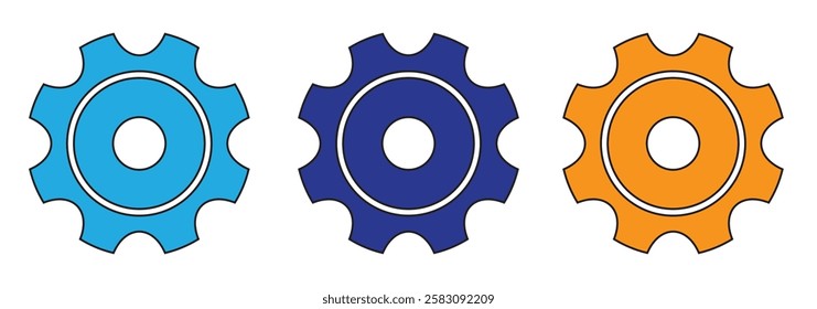 Gear icon set. Gear Settings symbol, cogwheel. Functions symbol. Settings icon vector Illustration