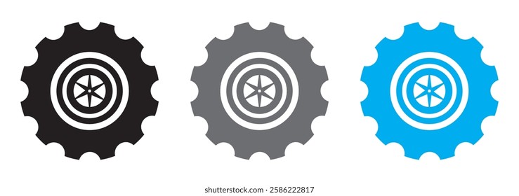 Gear icon set. Gear Settings symbol, cogwheel. Functions symbol. Settings icon vector Illustration