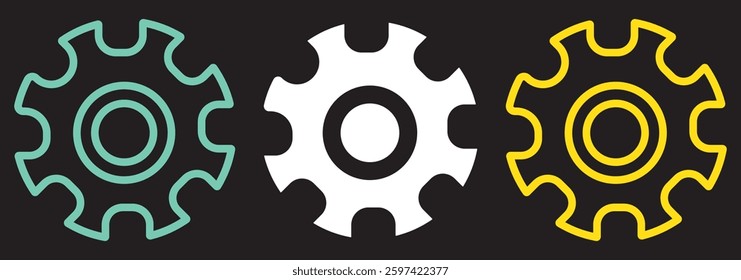 Gear icon set. Gear Settings symbol, cogwheel. Functions symbol. Settings icon vector Illustration. EPS 10.
